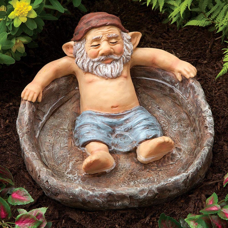 Bits and Pieces - Gnome Relaxing Pool - Elf Birdbath Garden Art Statue - Outdoor Garden Decor Sculpture - Image 2